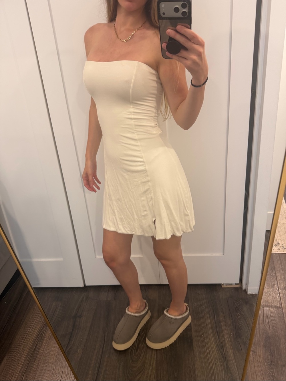 OH POLLY NWT WHITE STRAPLESS STRECHY MINI DRESS IN TALL - Picture 2 of 13